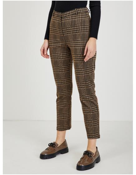 Barna női csípős kockás nadrág