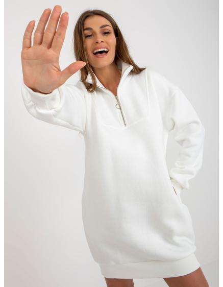 Dámske šaty s kapucňou basic oversize ZITA ecru
