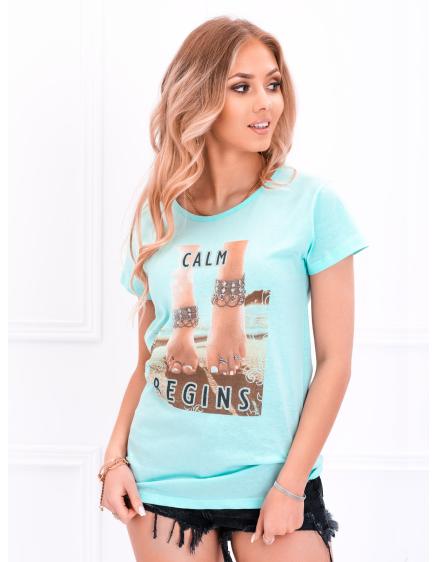 Dámské tričko s potiskem SLR073 mentolová
