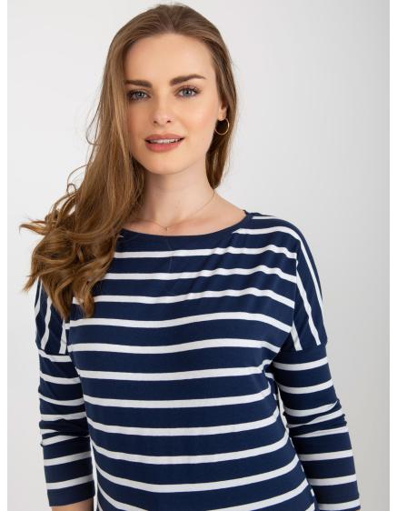 Dámska blúzka BASIC FEEL GOOD tmavomodrá a biela