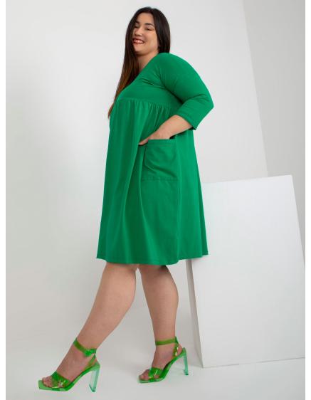 Dámske predĺžené plus size bavlnené šaty AUDREE zelené