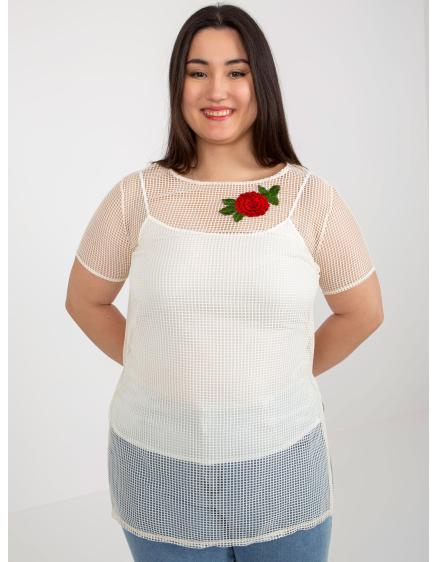 Dámska blúzka s aplikáciou plus size TONIA svetlo béžová