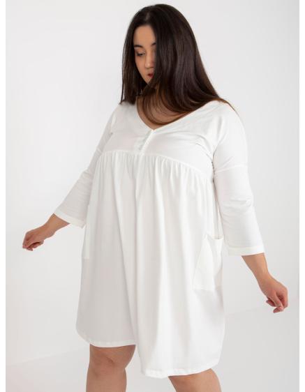 Dámske bavlnené plus size šaty s vreckami CHERI ecru
