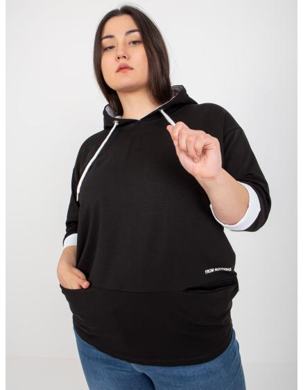 Dámska plus size mikina s vreckami ELISA čierna