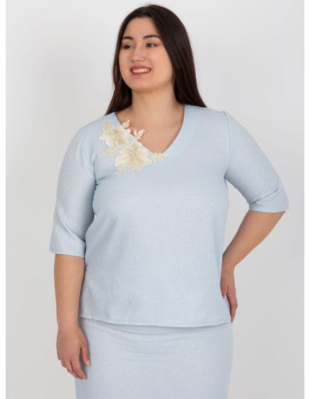 Dámska blúzka s krátkym rukávom plus size GISELLE svetlomodrá