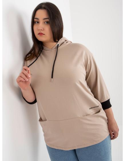 Dámska blúzka s vreckami plus size JOLIE tmavobéžová