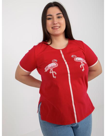 Női plus size póló applikációkkal BELLE piros