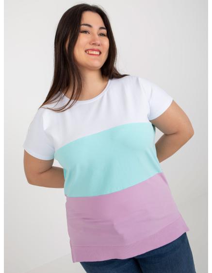 Dámská halenka s kulatým výstřihem plus size AUDREE bílo-mátová