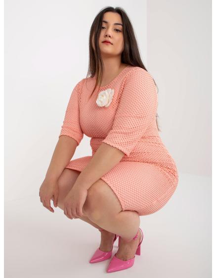 Dámske plus size šaty s kvetom NEY broskyňová