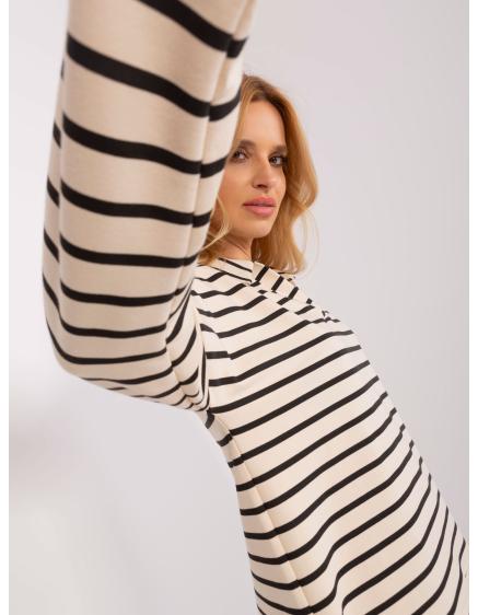 Dámská halenka s límečkem oversize  SUMMER ecru-černá