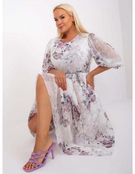 Női midi plus size ruha övvel ANIA fehér