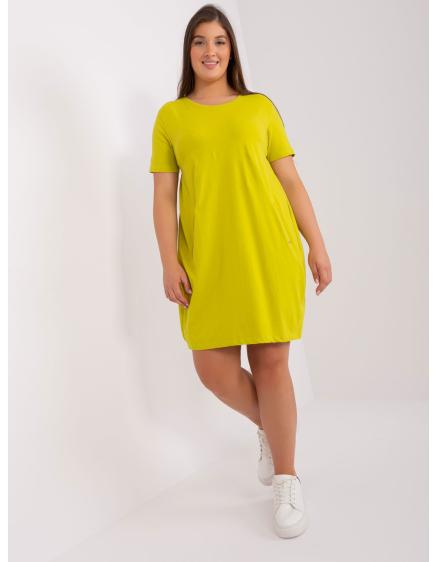 Dámske plus size šaty s vreckami KATHLYN limetkovo zelená