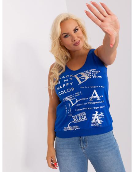 Dámsky plus size top bez rukávov LINDA kobaltový