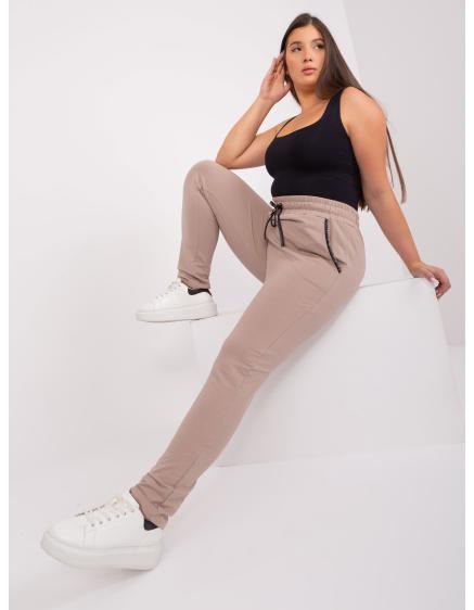 Dámske plus size tepláky s nohavicami SAVAGE béžová