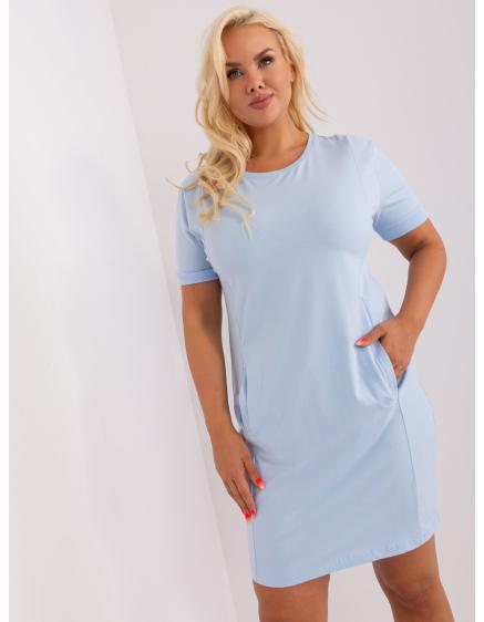 Dámske plus size bavlnené šaty TIFANY svetlomodré