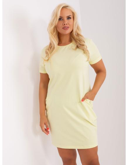 Női plus size pamutruha KRYSTLE világossárga