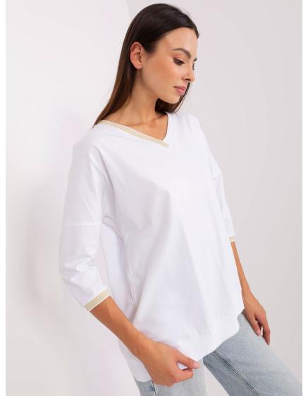 Dámska blúzka oversize s výstrihom do V RUE PARIS biela