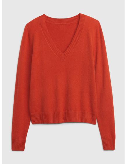Pletený svetr s výstřihem V