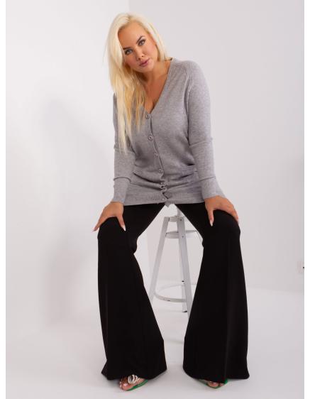 Dámsky plus size viskózový sveter so šálom AHATA sivá