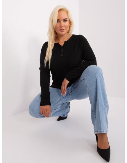 Dámsky plus size viskózový sveter NIALDA čierny