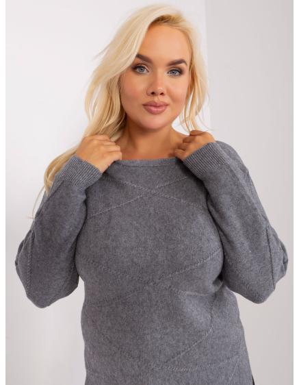 Dámsky plus size vzorovaný sveter EMBAN tmavosivý