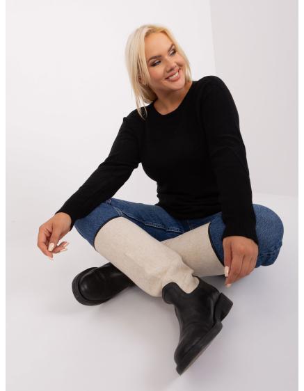 Dámsky viskózový asymetrický plus size sveter TINU čierny