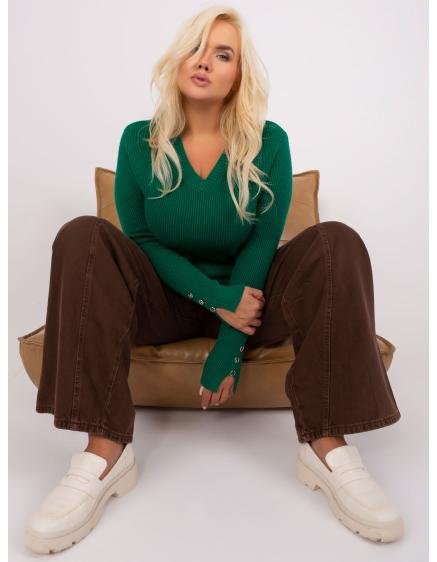 Dámsky viskózový plus size sveter SHY tmavozelený