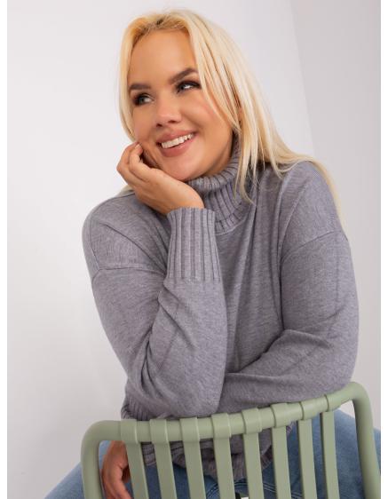 Dámsky sveter s rolákom plus size ENA sivá