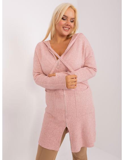 Dámsky plus size viskózový sveter RANAK svetloružový