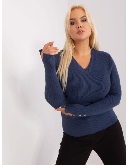 Dámsky plus size viskózový sveter SAYAT tmavomodrý