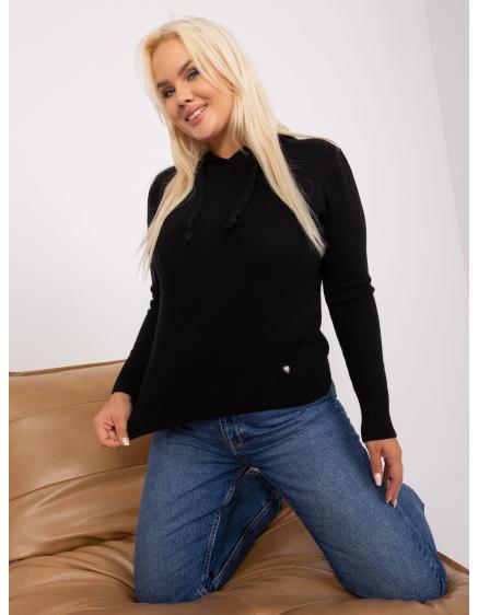 Dámsky viskózový sveter krátky plus size HONVLES čierny