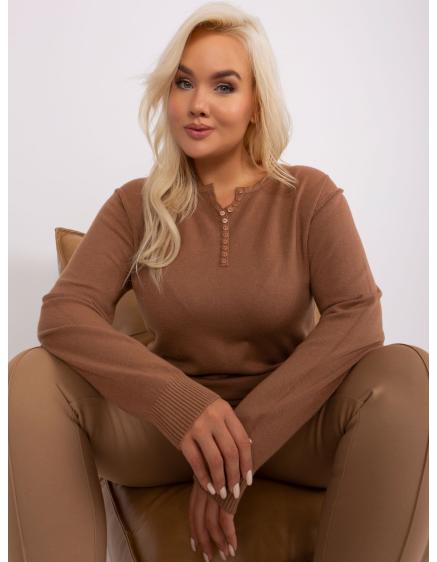 Dámsky viskózový sveter plus size DASH hnedý
