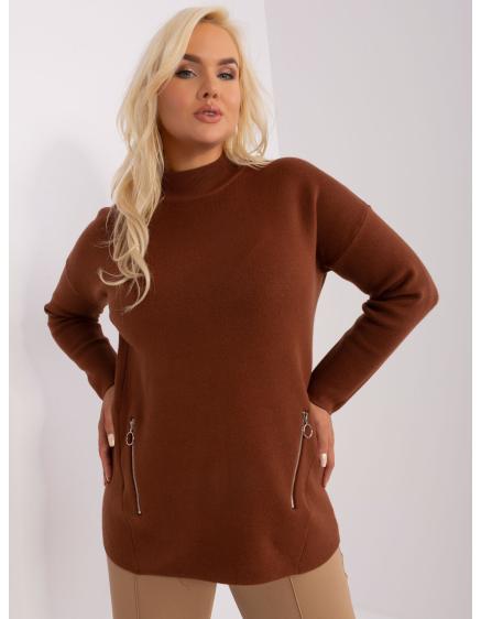 Dámsky plus size viskózový sveter LORENTHO hnedý