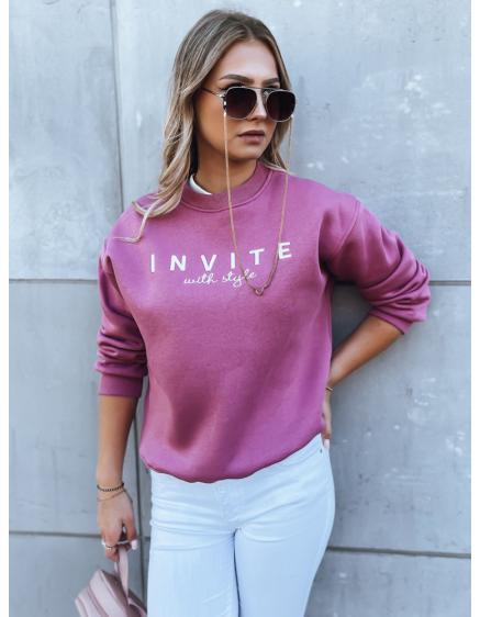 Női kapucnis pulóver INVITE lila