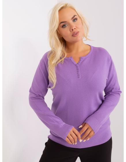 Dámsky plus size sveter s gombíkmi vo výstrihu ELDTA fialová