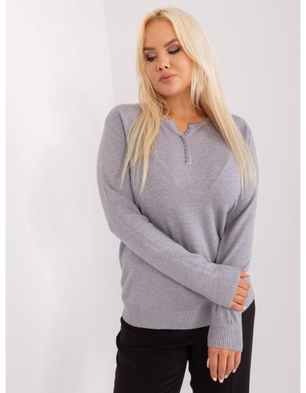 Dámsky plus size viskózový sveter SAYER sivý