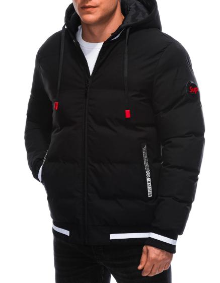 Férfi steppelt télikabát 616C fekete