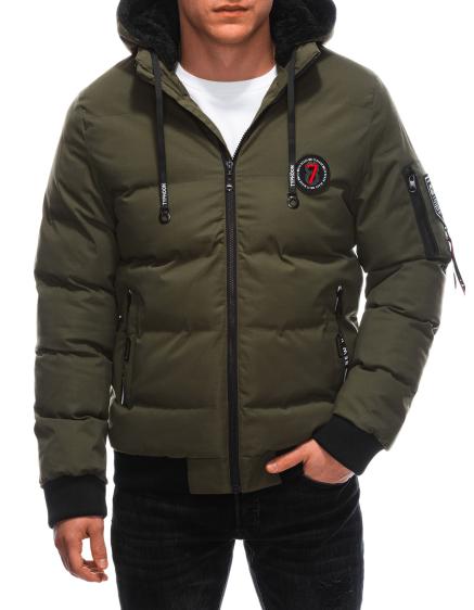 Férfi steppelt télikabát 617C khaki színben