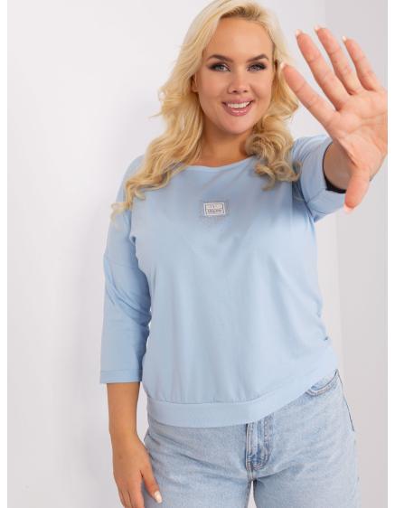 Dámska plus size blúzka s okrúhlym výstrihom DANE svetlomodrá