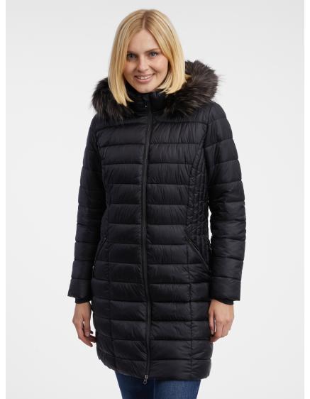 Fekete női steppelt kabát