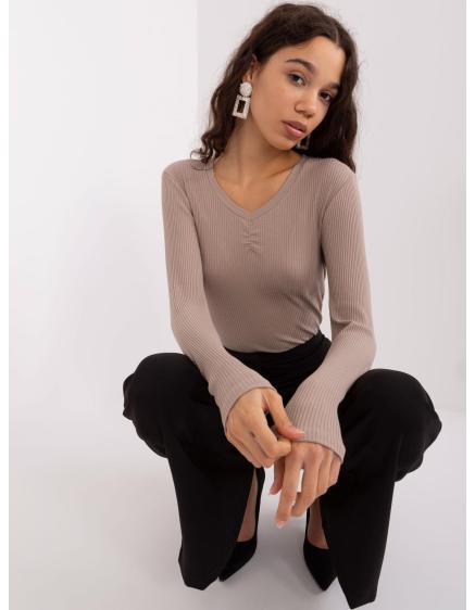 Dámska blúzka s detailmi BASIC FEEL GOOD tmavobéžová