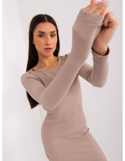 Dámske pruhované mini šaty BASIC FEEL GOOD tmavobéžové