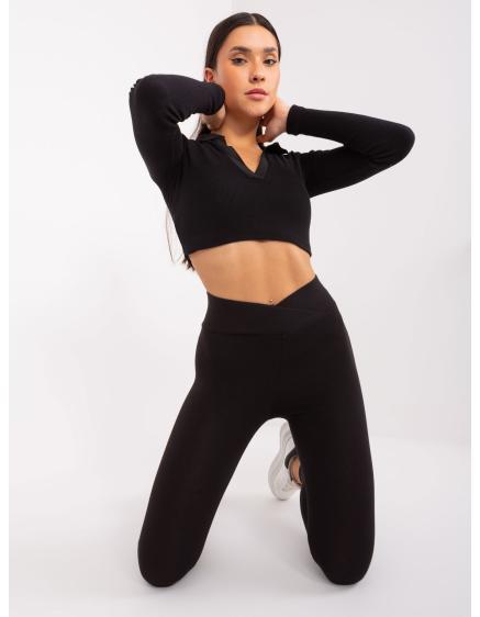 Női leggings derékszíjjal RUE PARIS fekete