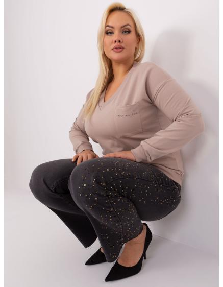 Dámska blúzka s výstrihom do V plus size ALINA béžová
