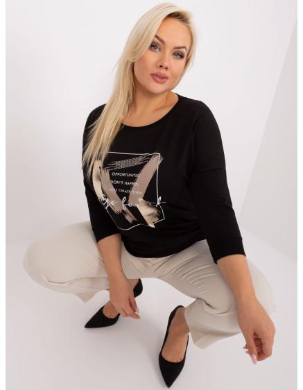 Dámska blúzka s 3/4 rukávmi plus size SILAS čierna