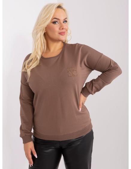 Dámska plus size blúzka s vreckom so záplatou DERA hnedá