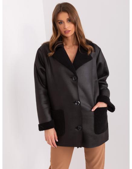 Dámská bunda z ovčí kůže s knoflíky TRIA černá