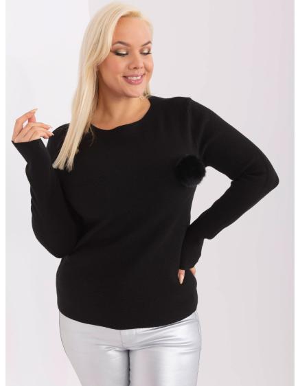 Dámsky plus size sveter z viskózy TEA čierny