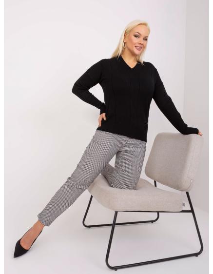 Dámsky pletený sveter plus size TEB čierny
