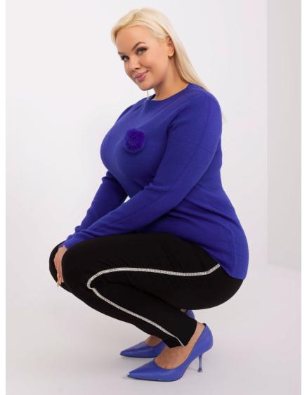 Dámsky ležérny plus size sveter s výstrihom do V ZEU kobaltový